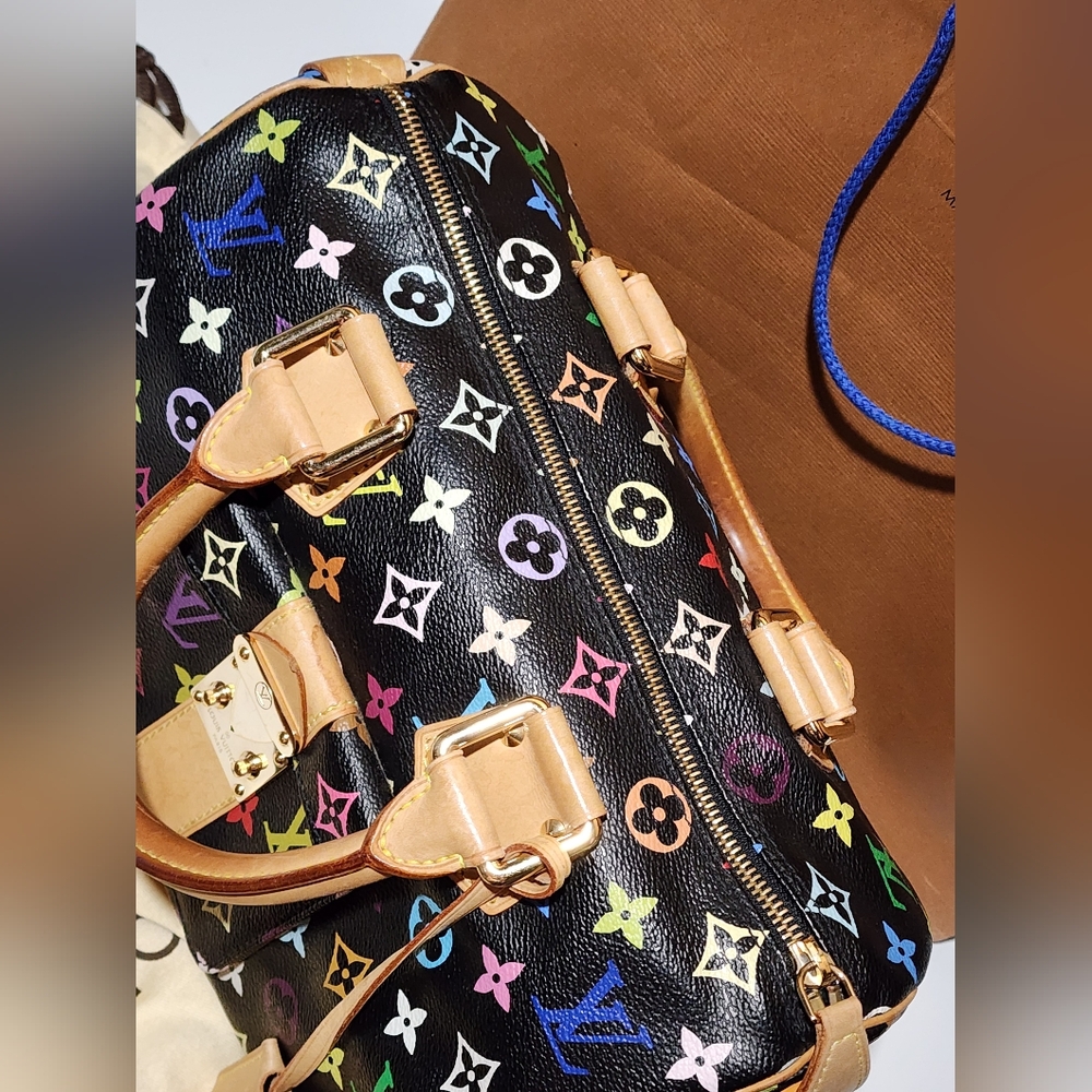 Authentic Loui Vuitton Black Multicolor Speedy 30 - Picture 7 of 15